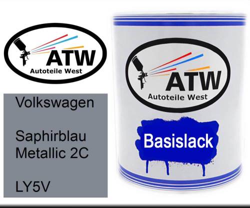 Volkswagen, Saphirblau Metallic 2C, LY5V: 1L Lackdose, von ATW Autoteile West.